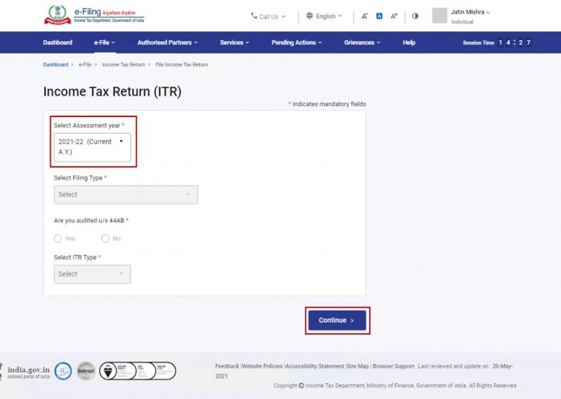 incometaxindiaefiling AY 2021-22