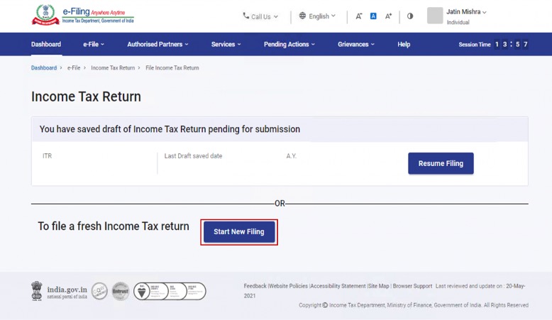 incometaxindiaefiling new ITR e-file